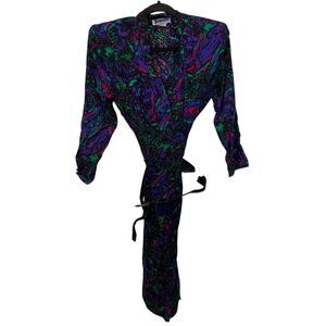 Juniors Kimono Dress Multicolor Paisley Womens Size 11-12‎ Belted Long Sleeve